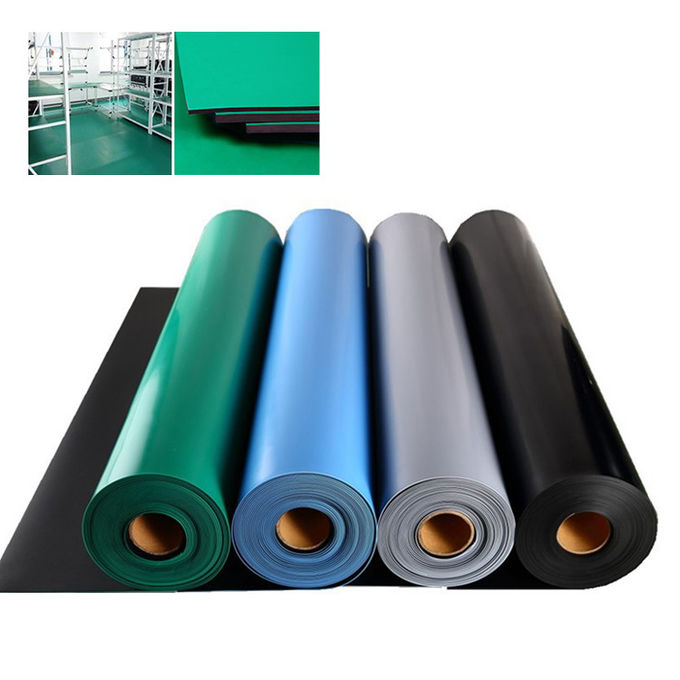 Green Blue Black Grey ESD Rubber Mat Anti Static For Workplace Table